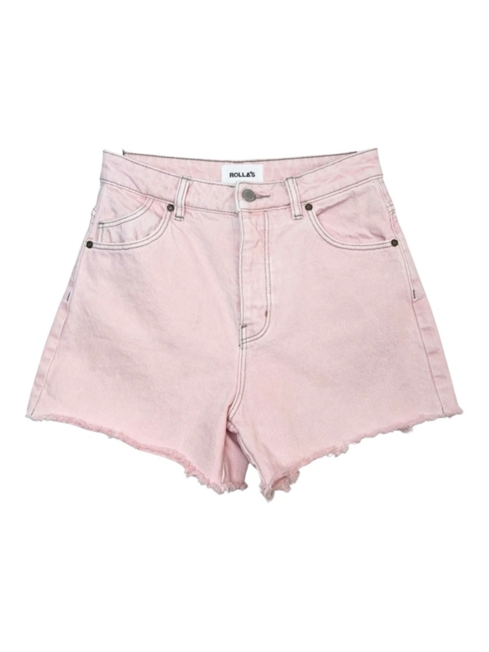 Rolla's Jean Shorts Womens 30 US 10 Pink High Rise Cutoff Denim 80's - Picture 2 of 11